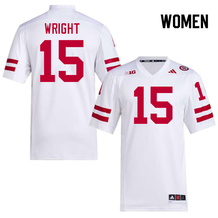 Women #15 Ceyair Wright Nebraska Cornhuskers College Football Jerseys Stitched Sale-White